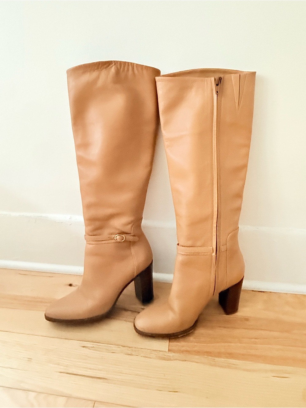 Sézane Angele Knee-High Tan Leather Boots